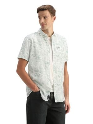 Allen Solly Men's Printed Short Sleeve Casual Shirt