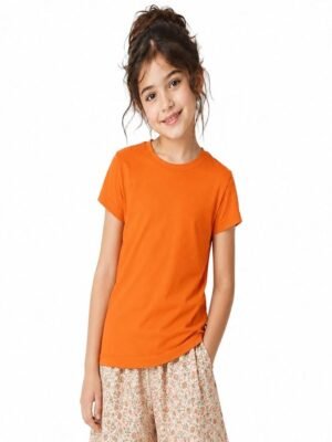 Kids' Solid Round-Neck Half-Sleeve T-Shirt