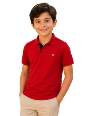 Lux Cozi Boys' Red Polycotton Polo T-Shirt